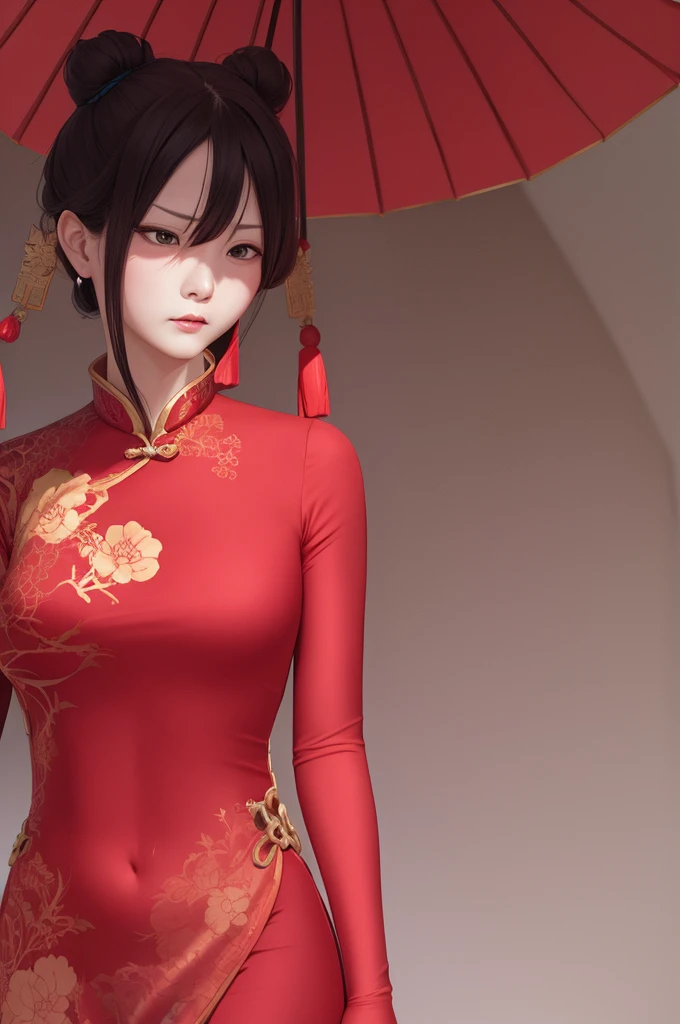 Empress in red Chinese dress、Angry
