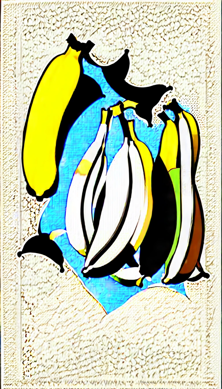 3 Bananas on the table. Children's coloring book. Black outline and white background. Picture size  9:16