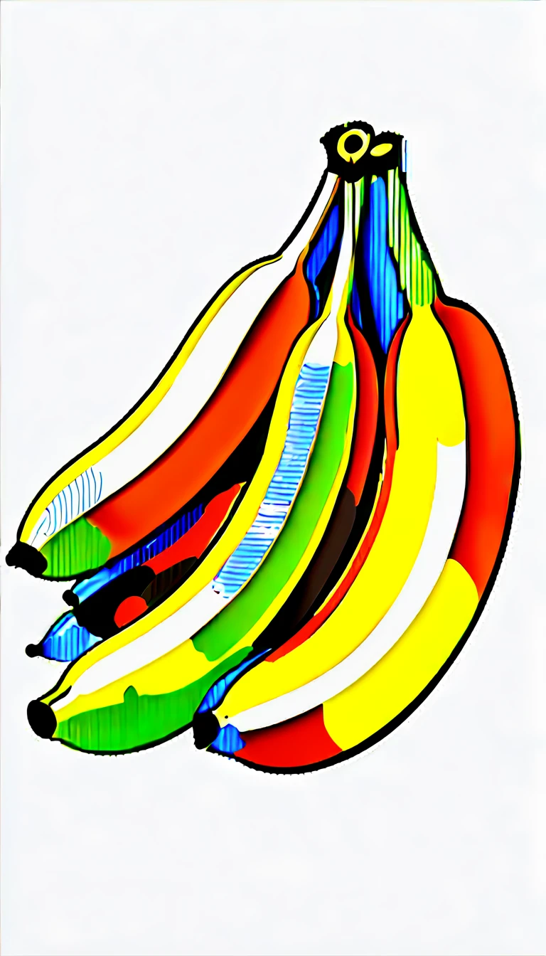 3 Bananas on the table. Children's coloring book. Black outline and white background. Picture size  9:16