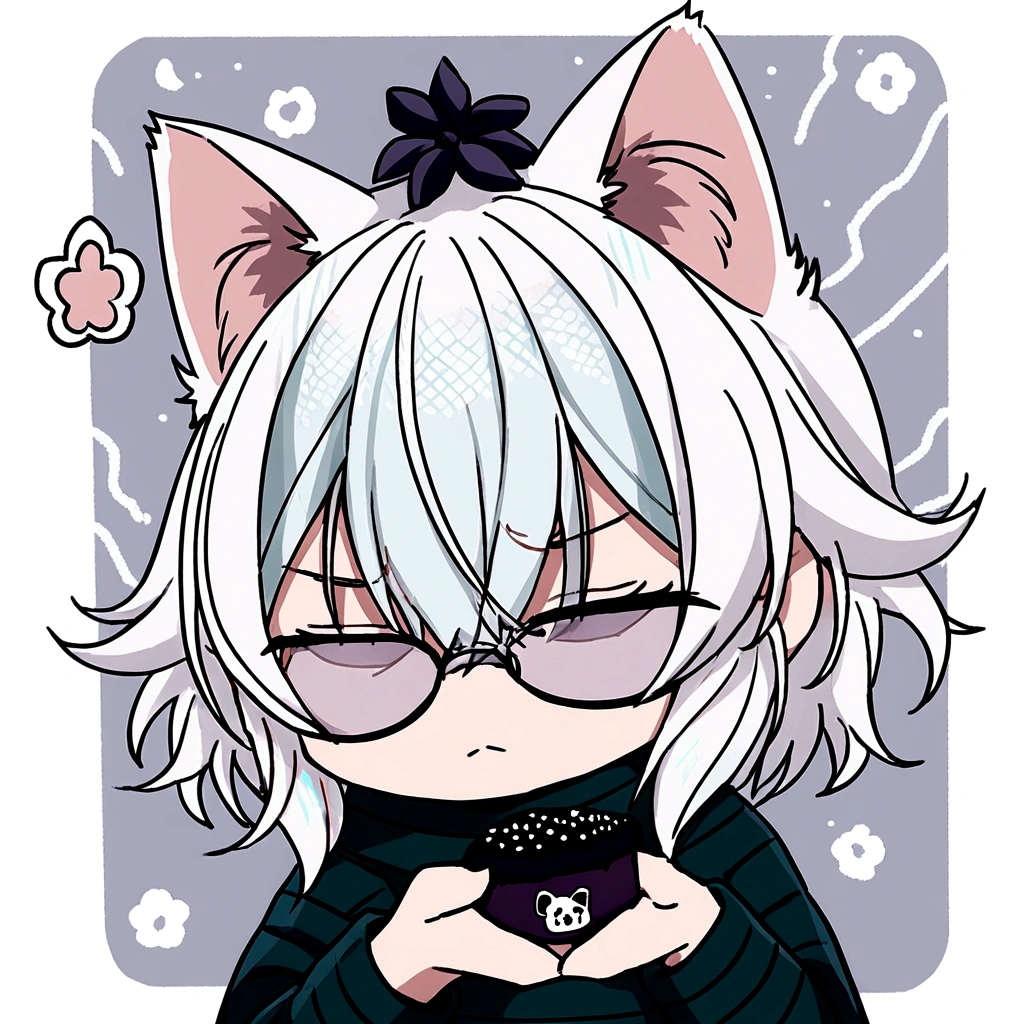 no background, similar pose, cat boy, anime, darker, moody