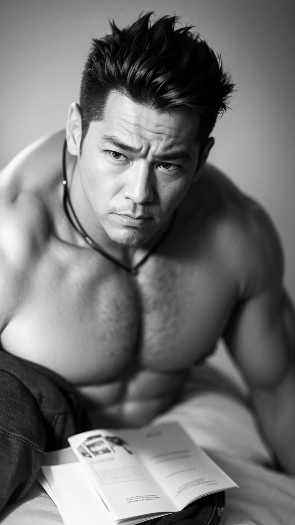 A man with a protruding chin, showing off his impressive chin like Antonio Inoki