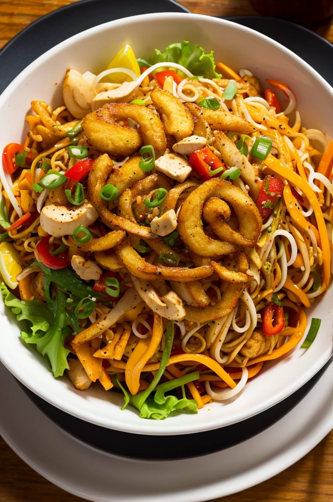 Colorful fried noodles