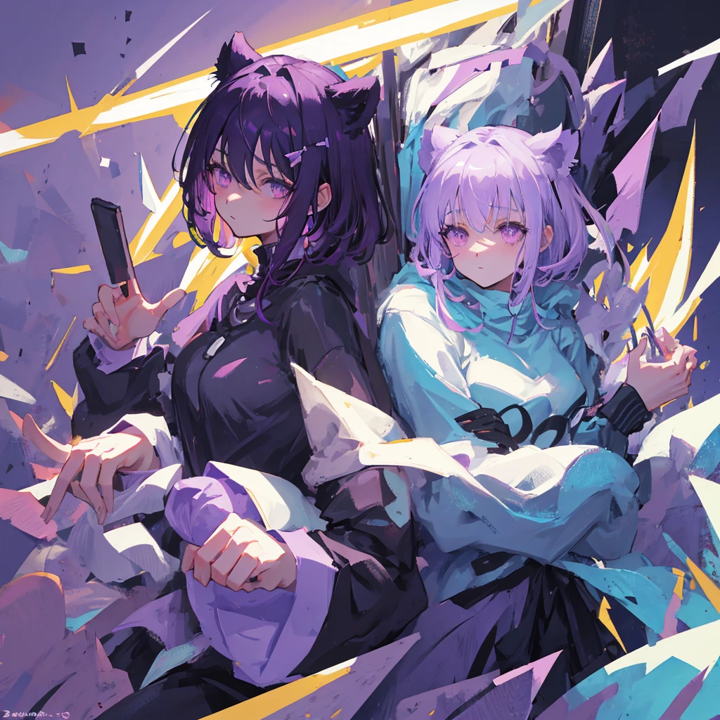 a female character for a soul eater style anime with these characteristics:
- A bear-woman demi-human (just bear paws and ears)
- Scar on the cheek and neck - Lifeless dark purple eyes and short dark purple hair - An extremely tired look - Above average breasts, while the rest of the proportions are average - His clothes are leather armor with iron plates on his chest, shoulders,knees."