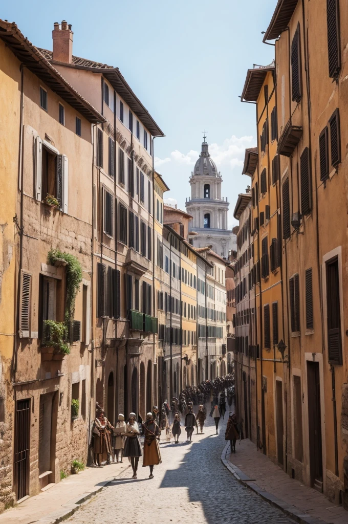 scenery of medieval slaves in rome
