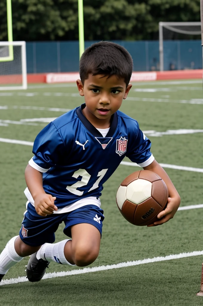 A boy play football