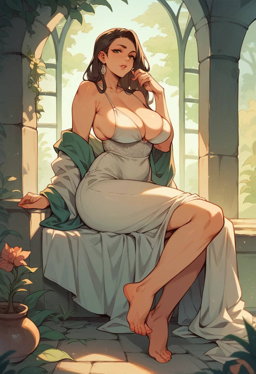 Barefoot mature woman