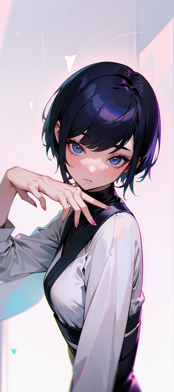 short hair woman,Very cool and cute.