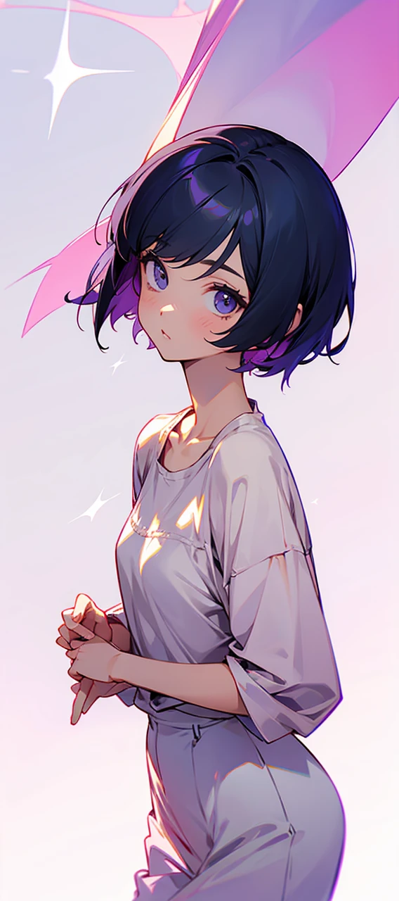 short hair woman,Very cool and cute.