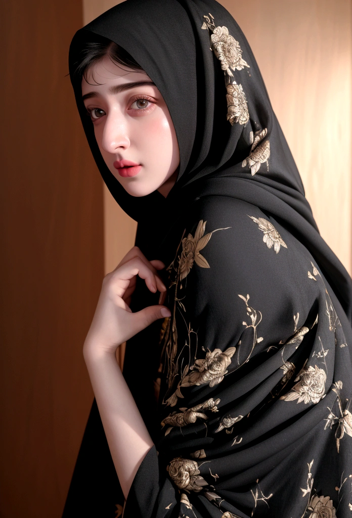 (RAW photo, best quality), (Cuteness Mawra Hocane), (realistic, photo-realistic:1.3), HIJAB OUTFITS DRESS, Hoodie, best quality of Hijab Girl, Full Hijab Dress, highly detailed Hijab, masterpiece, ultra-detailed, illustration, 1girl, upper_body, dynamic angle, world masterpiece hijabi, messy_long_hair, best qua, extremely detailed CG unity 8k wallpaper, ink, Amazing, cinematic lighting,