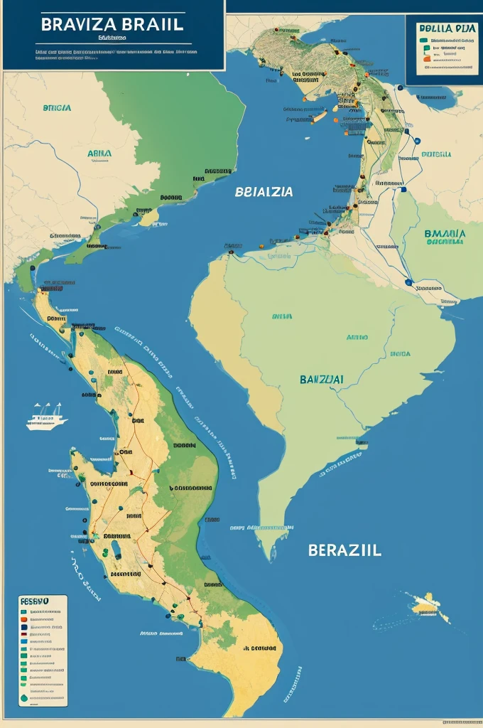 A map of Brazil with a small plane drawn traveling from Rio de Janeiro to São Paulo 