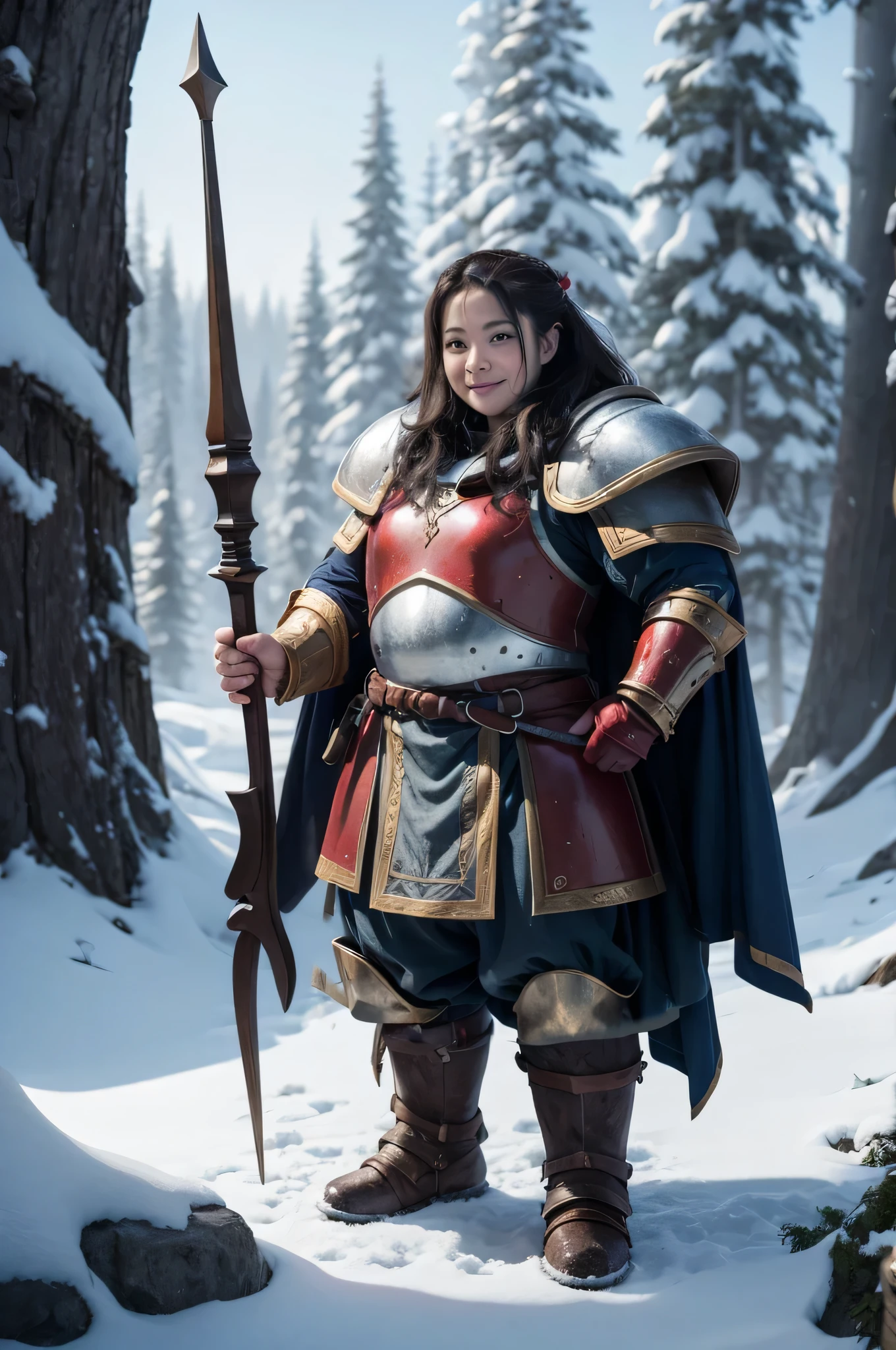 Feminine dwarf, armor, red