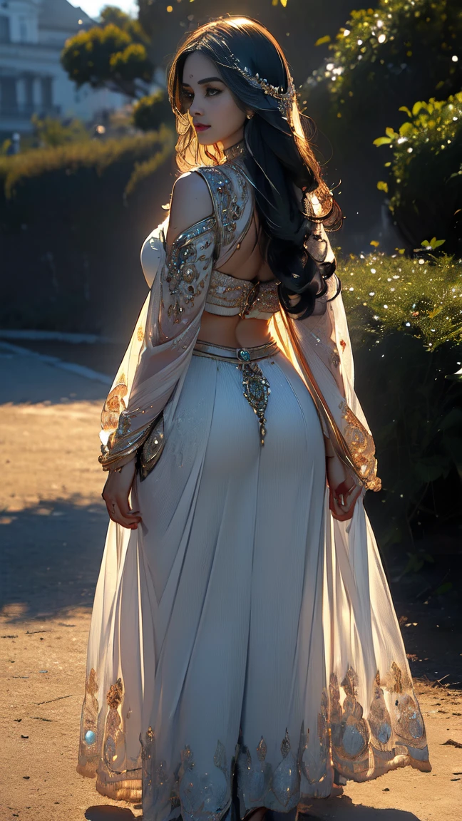 (((Anne Hathaway:Selena Gomez:0.7)))((Heavy body)), ((gems, shinning crystals, green)), ((glossy outfit)), ((masterpiece))((Black hair)),((Unreal Engine 5)), ((ultra high definition)), ((ultra high resolution)), ((full sharpness)), ((maximum quality)), ((Cinematic)), ((8k)), ((ultra white girl)), ((extremely beautiful)), ((very chubby)), ((very tall woman)), ((alone)), ((full body)), ((ultra detailed face)), ((ultra detailed eyes)), ((ultra blue eyes)), ((ultra realist eyes)), ((ultra detailed irises)), ((perfect body)), ((ultra delicate hands)), ((ultra detailed hands)), ((ultra detailed fingers)), ((natural lighting)), ((back view)), ((malicious smile)), ((smooth skin)), ((ultra small breasts)), ((very big ass)), ((ultra wide hips)), ((huge hips)), ((ultra wide hip bones)), ((very wide )), ((ultra thick thighs)), ((ultra thin waist)), ((natural skin)), ((unique)), ((totally ultra realistic)), (so sweet), ((repeat the same face)), ((always the same face)), ((repeat always the same face)), ((different style)), (