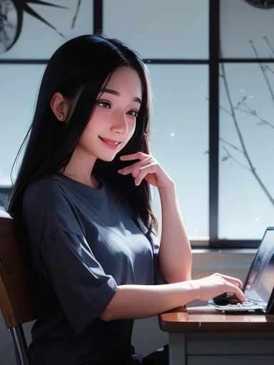 a happy smiling woman with tears of joy, winning position