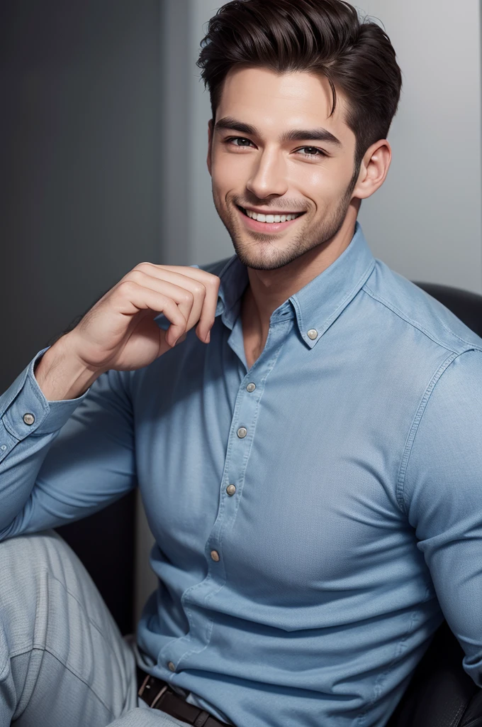 Handsome face image of a man smiling professional casual flashy image