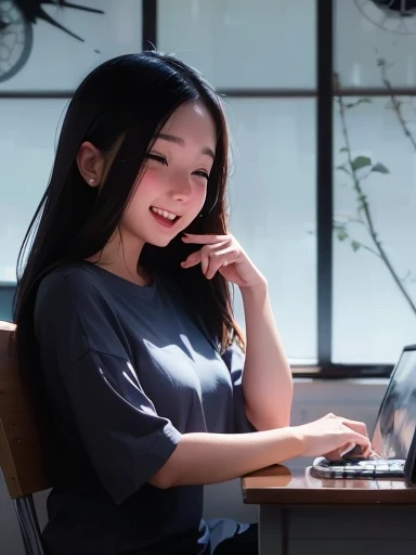 a young girl with tears running down her cheeks, tears of joy, radiant smile, joyful expression