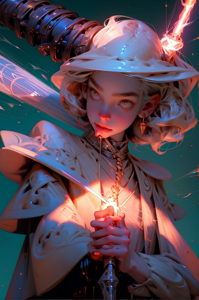 There was a woman holding scissors in her hand., holding a syringe!!, holding a magic wand, Hold the scepter., holding a magic needle, holding a magic wand, holding a magic wand, holding a magic wand, holding a syringe, Holds an activated lightsaber., holding a syringe, It's a claymation character.
