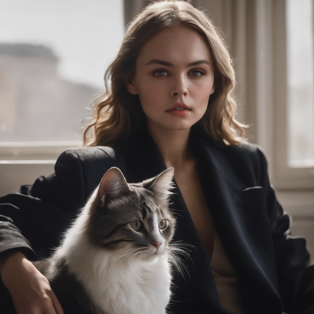 anastasia_shcheglova, instagram photo of a old man in a black jacket, sitting next to a cute cat, posing for the camera, ((perfect eyes, detailed eyes,realistic eyes)), ((sharp face, detailed face, realistic face, naturtal skin, realistic skin, detailed skin, pores)), (masterpiece, best quality, ultra-detailed, best shadow), high contrast, (best illumination), ((cinematic light)), colorful, hyper detail, dramatic light, intricate details, (1 girl, solo) , ultra detailed artistic photography, dreamy, backlit, shadows, ultra high definition, 8k, ultra sharp focus, ultra high quality model, soft lighting, film photography, analogue photography, hyperrealism,