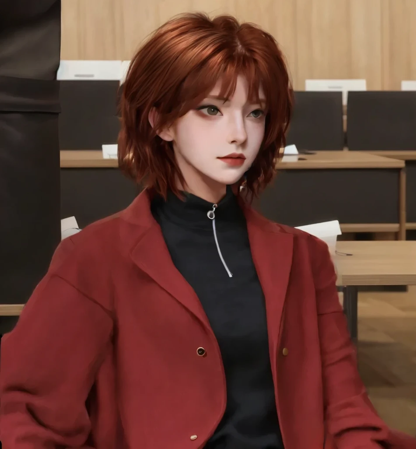 Reddish brown hair
