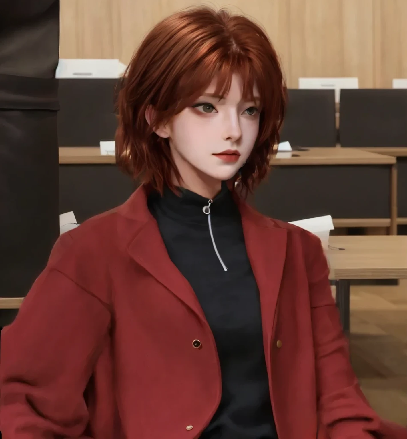 Reddish brown hair