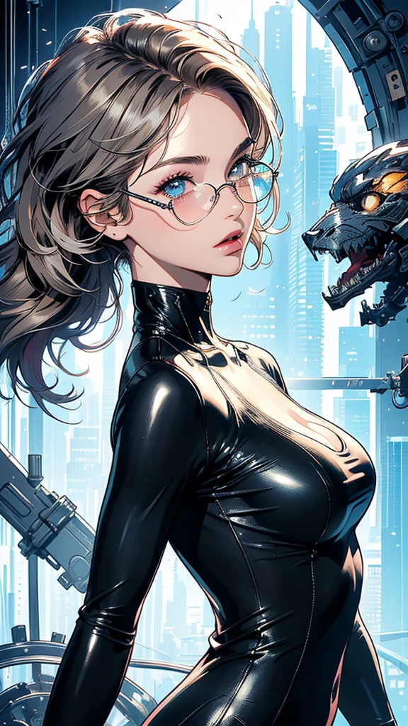 (((masterpiece, highest quality))),(((solo:1.2))),(((1girl:1.2))),32k wallpaper, very detailed,(((((portfolio))))),(((((Close-up))))),(((((bust up))))),((((more various angle)))),(((highlight))),((((heterochromia)))),(((complete. detailed face))),((((Extremely talented)))),((((Wonderfully detailed complicated machine)))),((((genius mechanic)))),((Overall colorfully)),(((perfect clear skinn))),(((bodysuits))),(((Latest model sunglasses))),(((reflection neon))),(halftone:1.2)