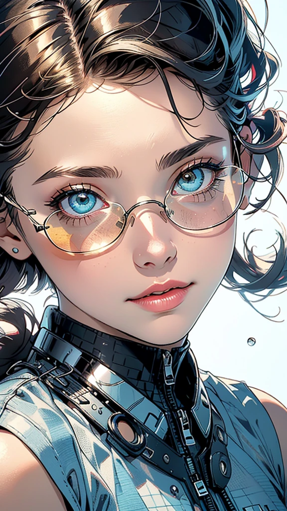 (((masterpiece, highest quality))),(((solo:1.2))),(((1girl:1.2))),32k wallpaper, very detailed,(((((portfolio))))),(((((Close-up))))),(((((bust up))))),((((more various angle)))),(((highlight))),((((heterochromia)))),(((complete. detailed face))),((((Extremely talented)))),((((Wonderfully detailed complicated machine)))),((((genius mechanic)))),((Overall colorfully)),(((perfect clear skinn))),((so in vain))),(((Latest model sunglasses))),(((reflection neon))),(halftone:1.2)