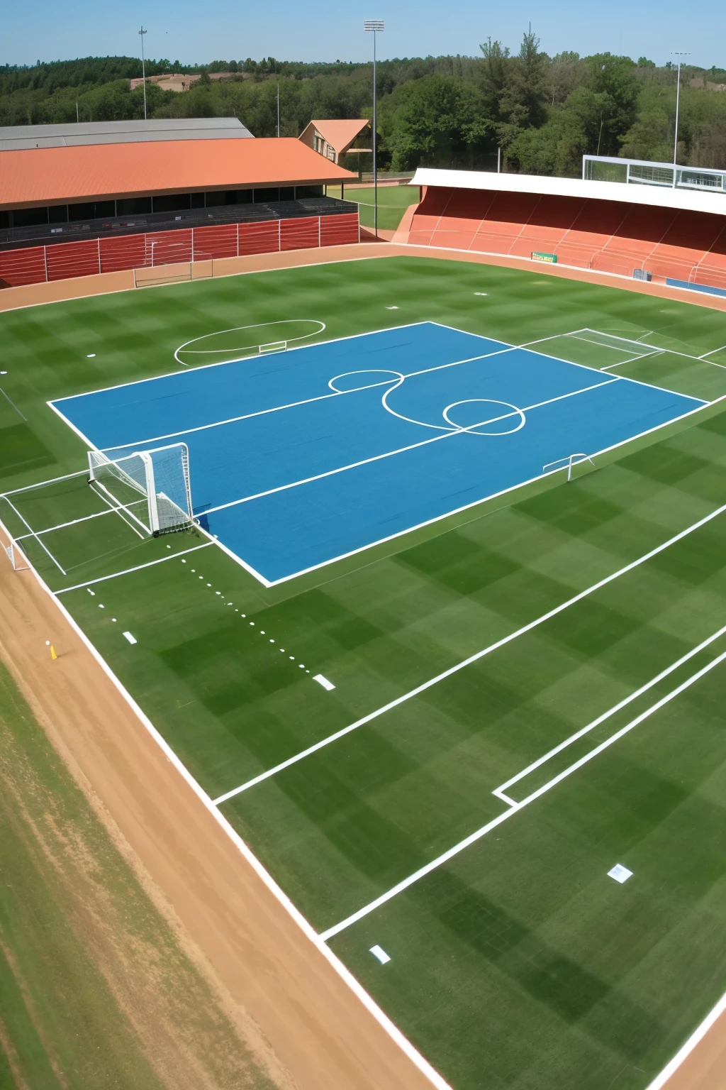 I want a sports complex with a university soccer field, Athletics field, swimming pool, Bedrooms