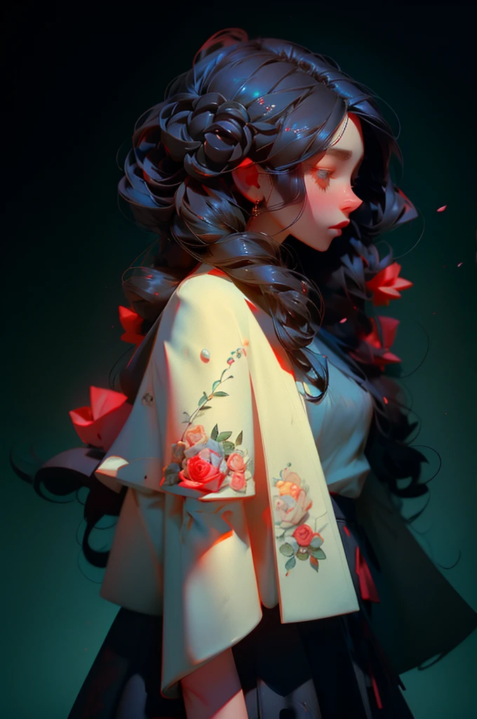 Anime girl with long black hair and white dress with red roses, Guvez, Guvez on pixiv artstation, Detailed digital anime art, beautiful anime girl, Guvez on artstation pixiv, anime style 4k, guys, beautiful anime pictures, Detailed picture of anime girl, beautiful anime woman, Detailed anime art