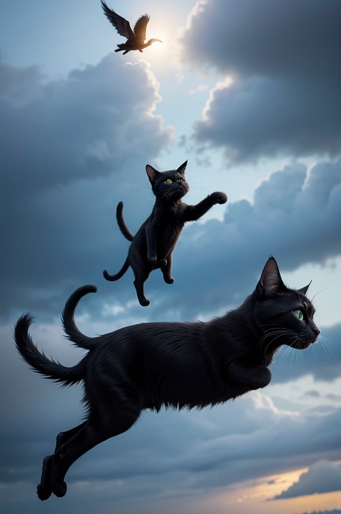 Once upon a time there was a black cat who dreamed of flying through the sky.