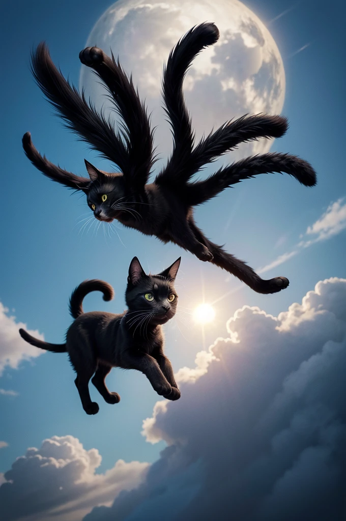 Once upon a time there was a black cat who dreamed of flying through the sky.