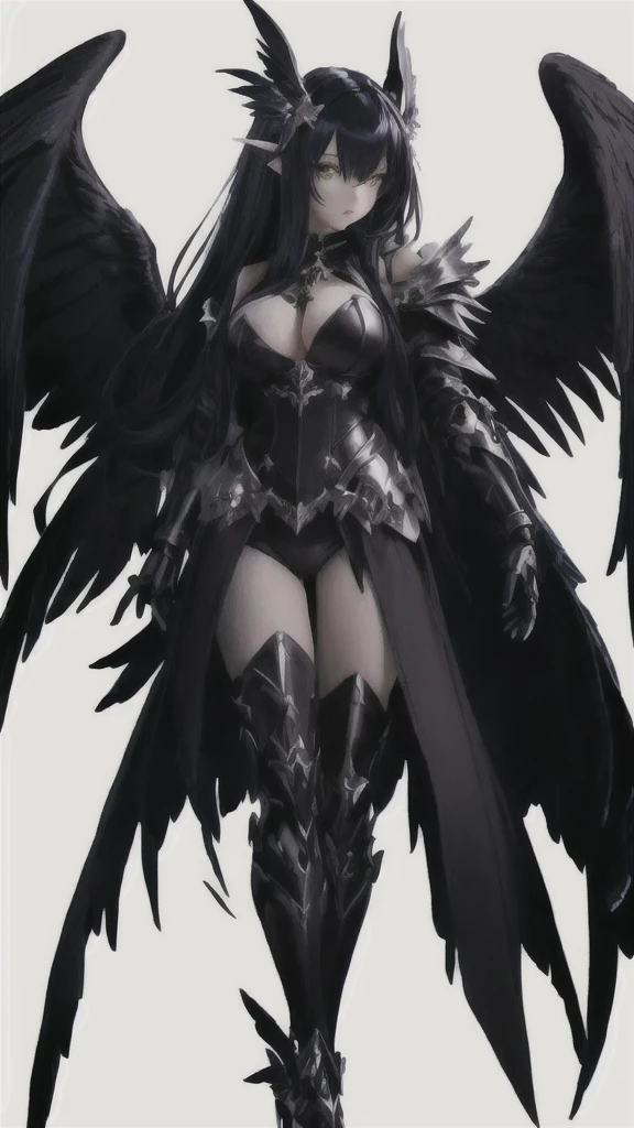 Angel Knight Gothic Girl, Female vampire with raven wings（Albedo from Overlord）, Angel Knight Girl, Black Feather Wings, Anime Figures, Young Harpy Girl, mystical  valkyrie, Mechanized Valkyrie Girl, Masterpiece Goddess of Sorrow,  Beautiful cyborg angel girl、Albedo from Overlord