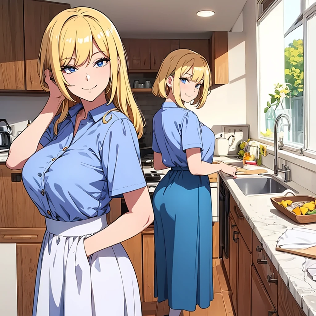 detailed illustration (side view),dynamic angle,ultra-detailed, illustration, pose for the camera, smiling at viewer, clean line art, shading, anime, 2020’s anime style, detailed eyes, detailed face, beautiful face,

Anime, 2d anime, cartoon anime, detailed illustration, dynamic angle, ultra-detailed, illustration, full body shot, 1girl,  1950’s stay at home wife, button up blouse and long skirt, anime half closed eyes. A knowing smile, standing in kitchen, domestic goddess, blonde white American woman