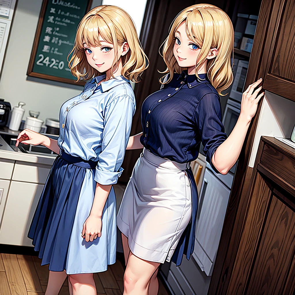 detailed illustration (side view),dynamic angle,ultra-detailed, illustration, pose for the camera, smiling at viewer, clean line art, shading, anime, 2020’s anime style, detailed eyes, detailed face, beautiful face,

Anime, 2d anime, cartoon anime, detailed illustration, dynamic angle, ultra-detailed, illustration, full body shot, 1girl,  1950’s stay at home wife, button up blouse and long skirt, anime half closed eyes. A knowing smile, standing in kitchen, domestic goddess, blonde white American woman