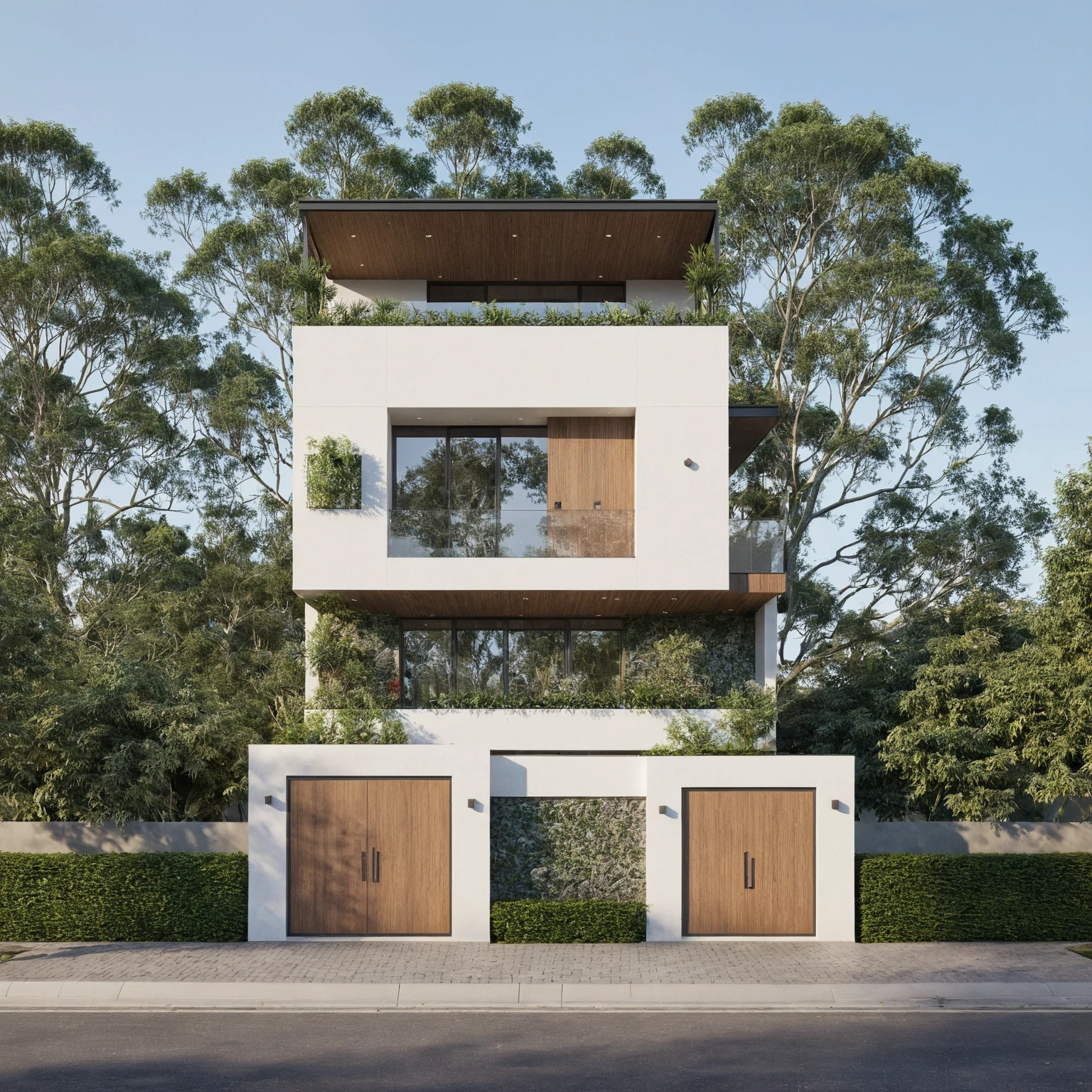 exterior house, contemporary style, white wall, wood wall, wood door, glass window, (realistic:1.2), Masterpiece, high quality, best quality, authentic, super detail, outdoors,road,pavement, grass, trees, sky, cloud, (daylight:1.1)
