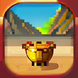 Adventurers standing in front of the golden treasure
