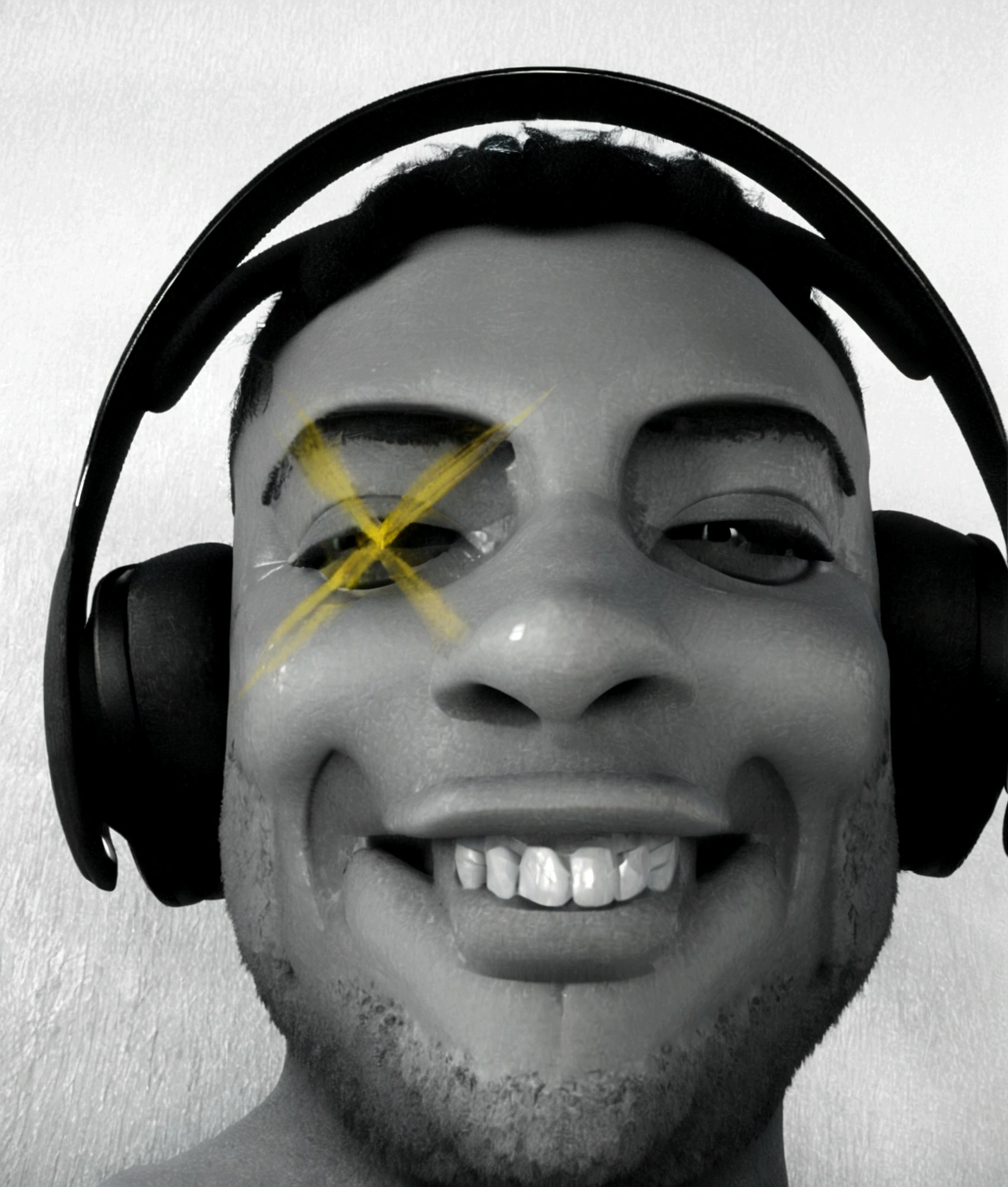 Cartoon character of a man in black shirt and black headset on his head, an animated character, stylized character, animation style rendering, 3d stylized, Arnold Maya rendering, Stylized 3D rendering, toon render screenshot, 3d character, 3d character, Stylized 3D rendering, 3D character rendering, cartoon character, Personagem de close up, character posing, (Pixar-style) (master part:1.2) (bokeh) (best qualityer) (skin detailed) (detailed texture) (8K) (Argilla) (cinematic lighting) (sharp focus