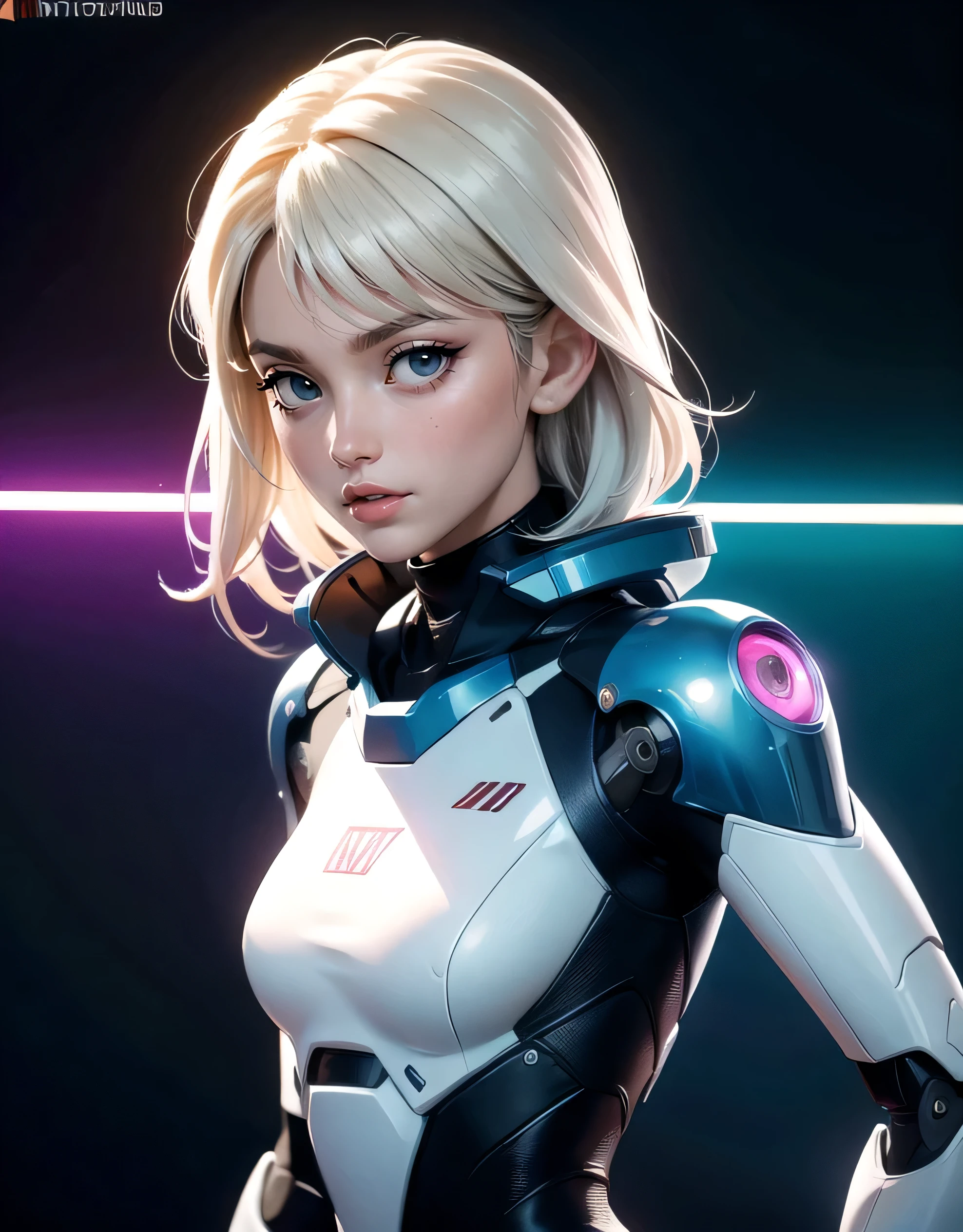 a beautiful woman in a cybernetic costume, retrofuturist, heroic dynamic pose, canna flower, neon lights, the future of robotic costumes, white hair, quantum robot costume, megaman mask, human face, (best quality,4k,8k,highres,masterpiece:1.2),ultra-detailed,(realistic,photorealistic,photo-realistic:1.37),concept art,sci-fi,vibrant colors,dramatic lighting