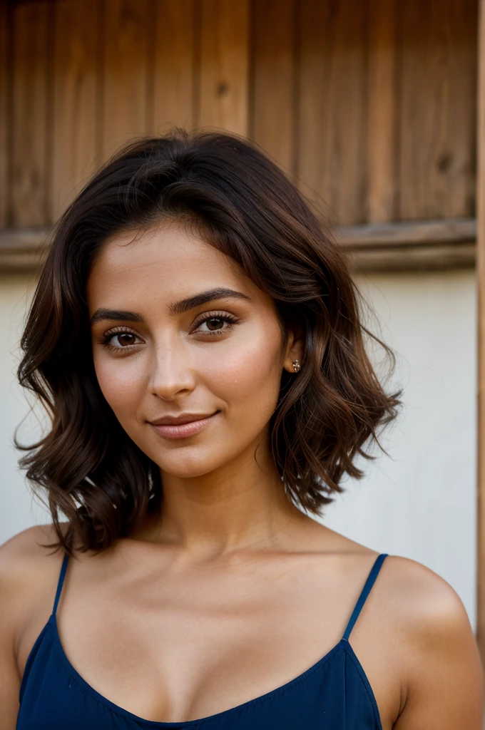 Femme mexicaine, 30 ans, cheveux ondulés, peau brune, yeux sombres, sourire, vêtements d'affaires mexicains, robe charro, réaliste, avec une expérience dans un marché dynamique, 8k super réaliste, detallada y réaliste. (A 30-year-old Femme mexicaine, cheveux ondulés, peau bronzée, yeux sombres, souriant, porter une tenue de travail traditionnelle mexicaine, fond de marché dynamique, de haute qualité et réaliste.)