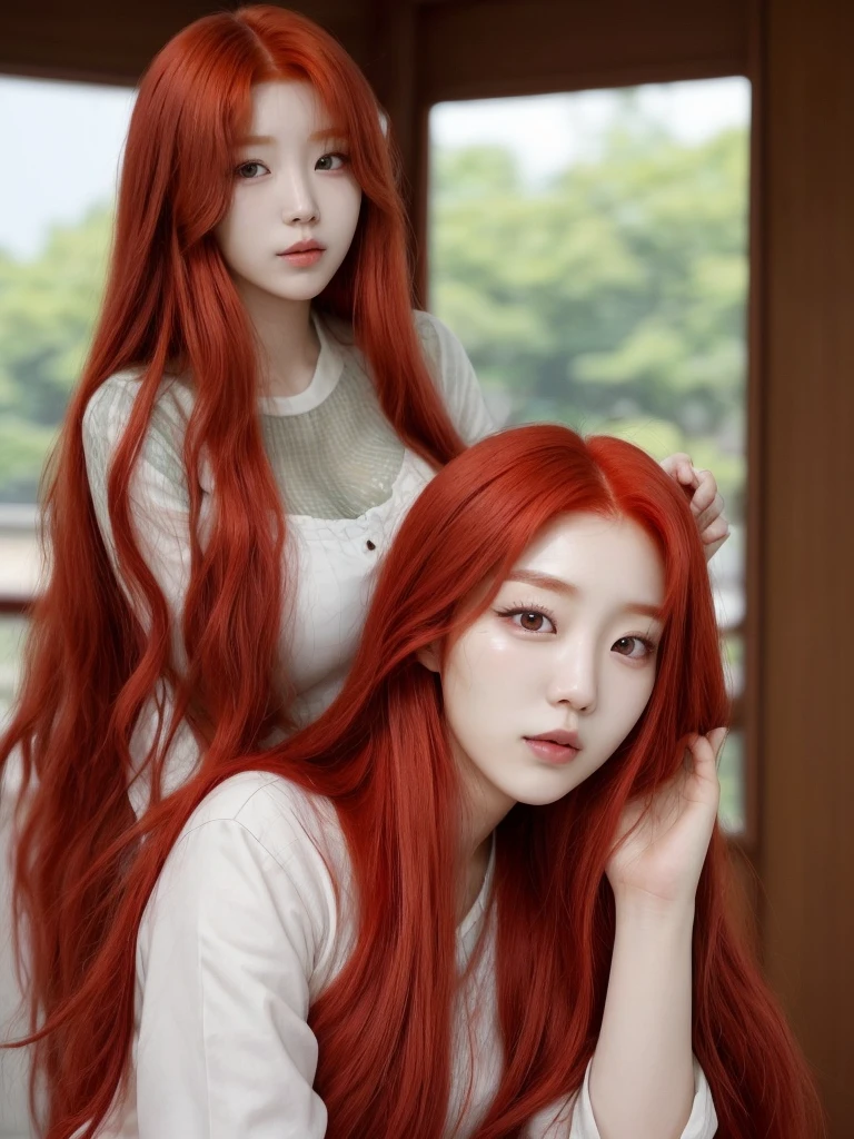  Korean with long red hair, muka 