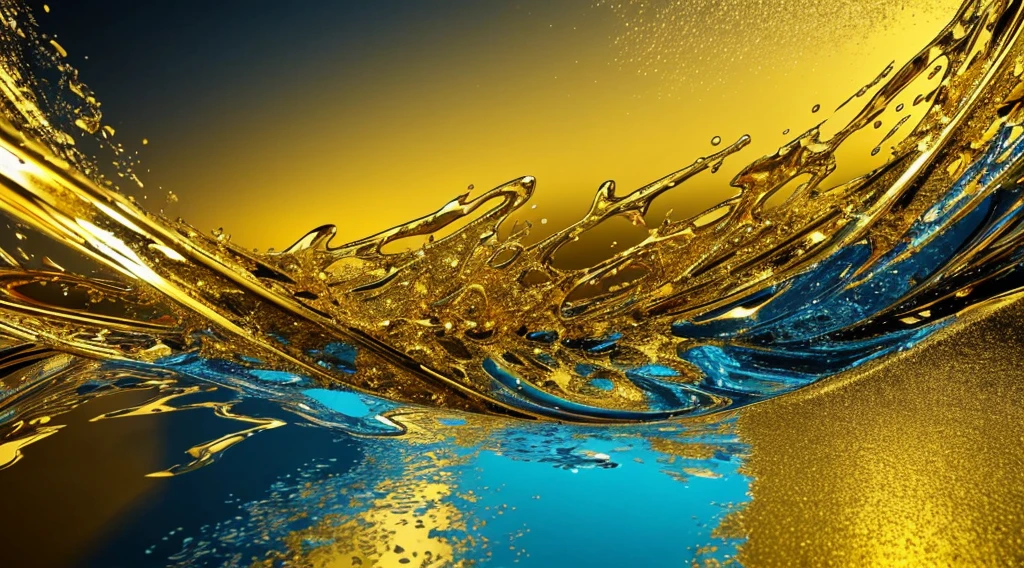 3d abstract liquid contain colors gold, high definition