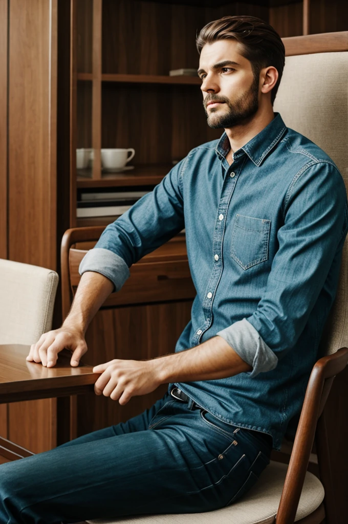 A man sitting on the chair and thinking