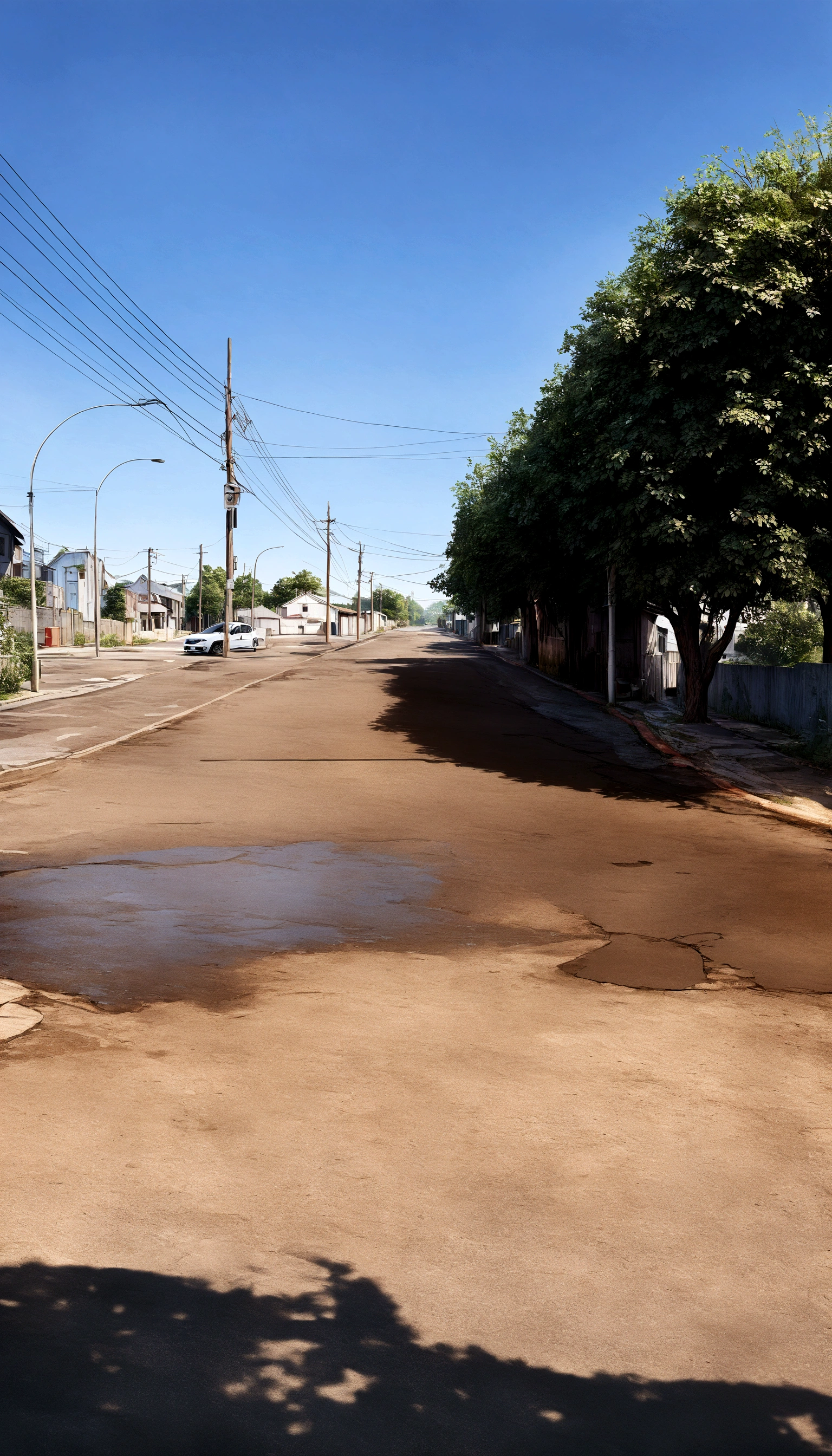 rebuild this street leaving a completely black asphalt, ultra realistic, 4k