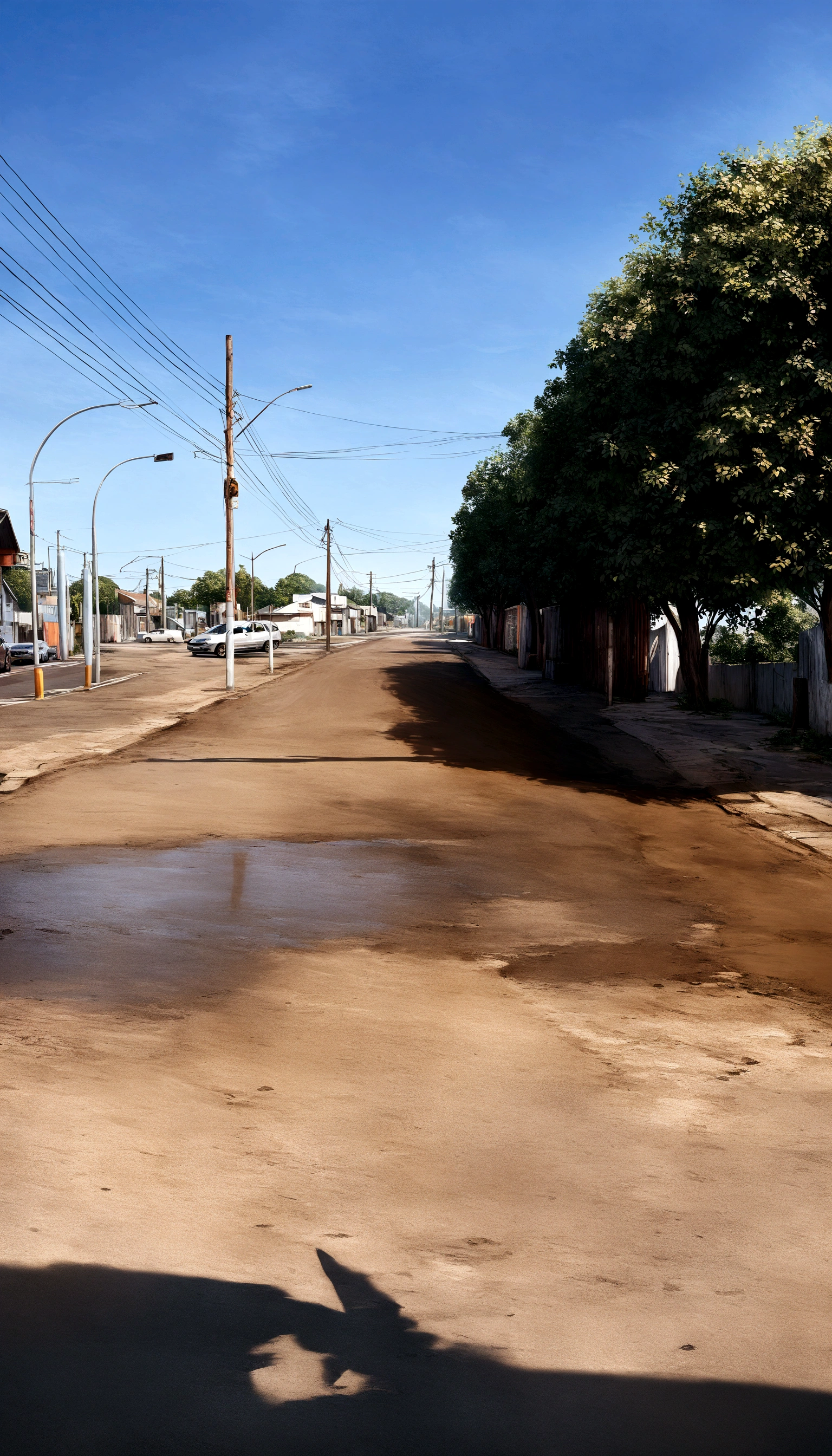 rebuild this street leaving a completely black asphalt, ultra realistic, 4k