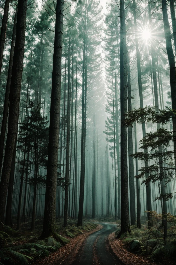 Create an image of a semi-dark forest that contains the phrase "Now your photo is only in my memories"