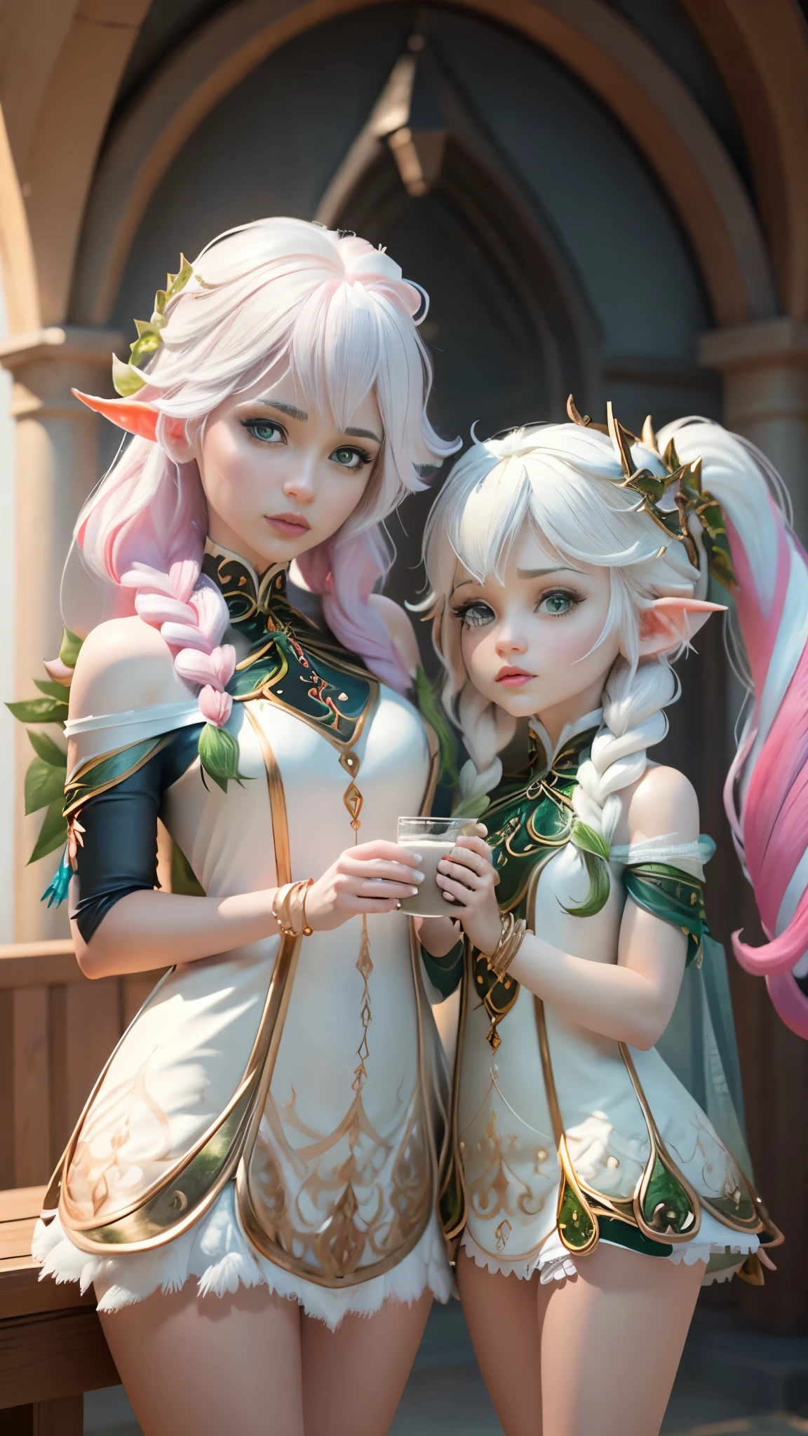 Elfgirl (rose quartz SU-Elsa frozen Disney merging models.) (ultra FUSION of white and pink hair) (small tits) Highly detailed CG unity 8k wallpaper, style shot, complex, high detail, dramatic, highest quality movie still image, very detailed, masterpiece, best quality, character design, Elsa, Elsa from Frozen, Fusion Pink Diamond ((Dark style)), realistic ultra-detailed rendering style, natural light, sharp character design, (hard focus, 8k), (((natural skin texture))), 8k textures, soft cinematic lighting, adobe lightroom, dark room, hdr, Sophisticated, Elegant, Rich Detail, Sharp Focuilm Look))), Soothing Tones, Detail Frenzy, Intricate Detail, Super Detail, Low Contrast, Soft Film Lighting, Dull Colors, Exposure Blending, HDR, Fade, 35mm, f/1.4, ISO64, f16, 25 sec.