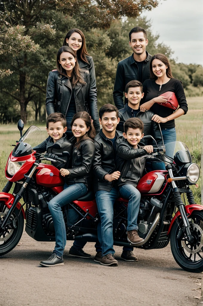 Family of 5 on motorcycle