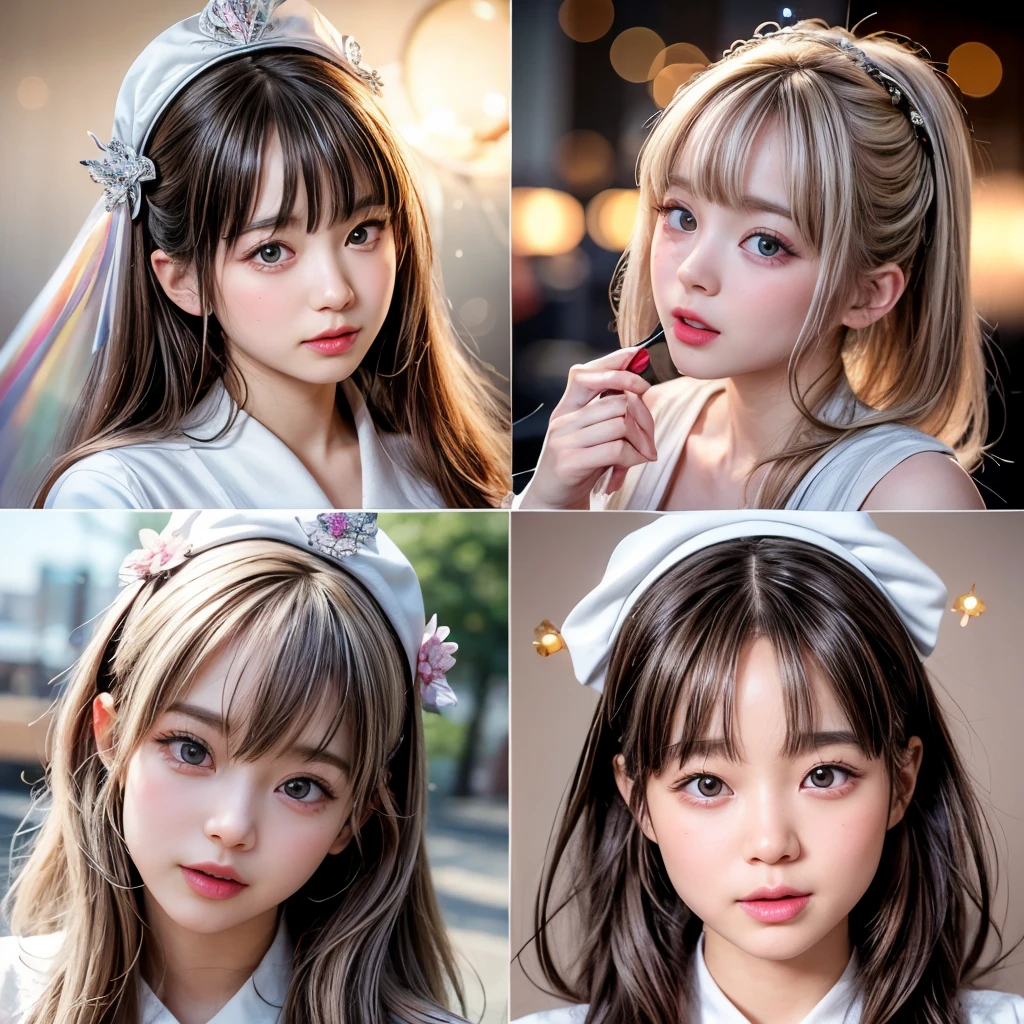 NSFW, 8k, High-level, absurd, masterpiece, best quality, primitive, very detailed CG, very detailed wallpaper, perfect lighting, Extremely detailed (((The personifying " Dream of Jeannie " as a ))), MysticSight, Tyndall effect, Tyndall scattering, Studio gray background with (many Dazzling RainbowColor particles BokeH:1.28), (RoundlyButts, ThighGap), (Exposed:0.4), (Assfocus with looking ahead), BREAK (NOGIZAKA face variations) Extremely Detailed very KAWAII face variations, perfect anatomy, Childish, captivating gaze, elaborate detailed Eyes with (sparkling highlights:1.28), long eyelashes、Glossy RED Lips with beautiful details, Coquettish tongue, Rosy cheeks, Radiant PearlSkin with clear transparency . { (Dynamic LifeLike expressions:1.4) | :d) }, (large eyes:-1) .