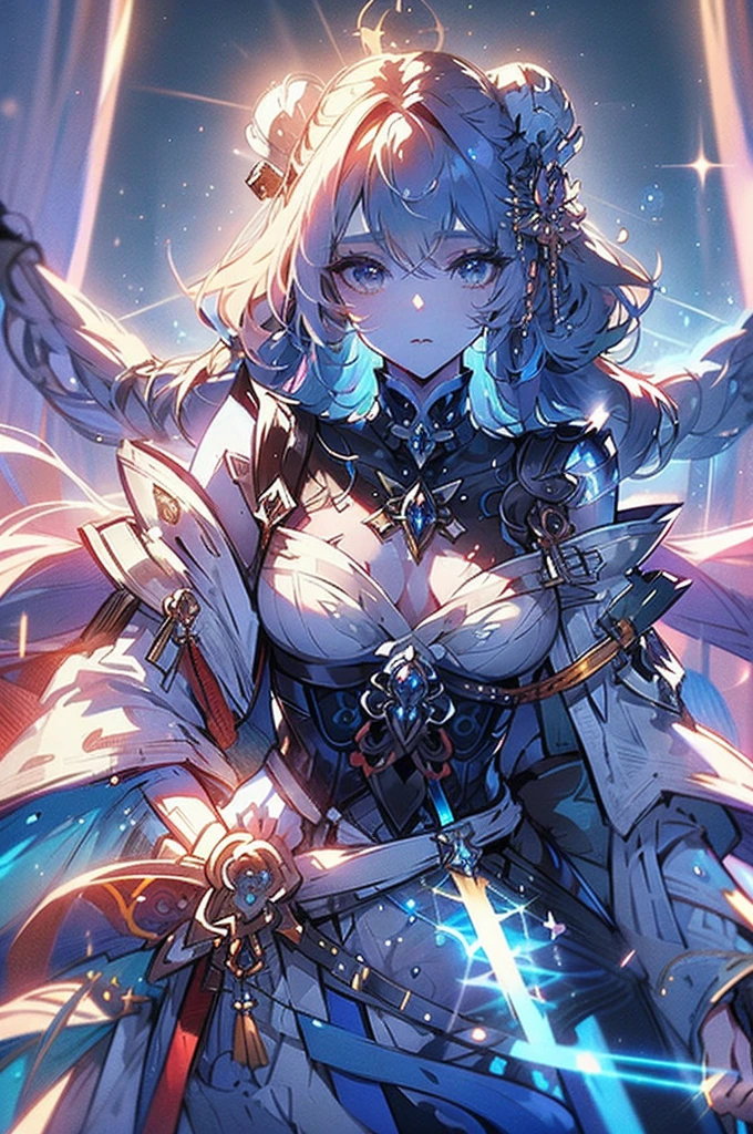 A luminous, ethereal girl hull shimmering with celestial energy. This breathtaking image is a digital painting, expertly crafted to convey a sense of otherworldly beauty.The surrounding space is a sea of twinkling lights, creating a mesmerizing backdrop for this stunning scene. The attention to detail and the overall composition make this image a true masterpiece of science fiction art.