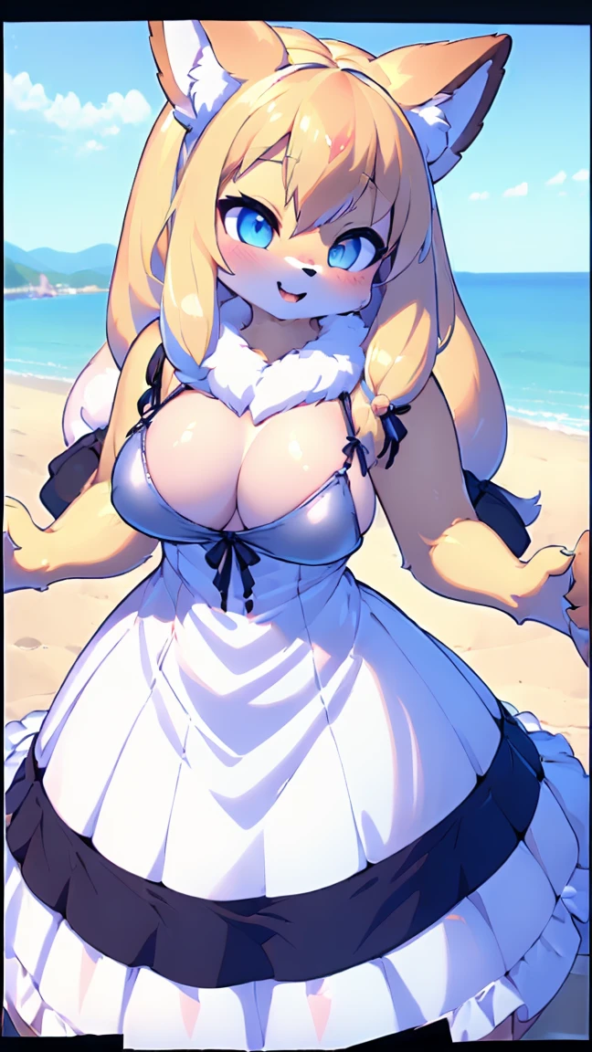 ((Furry ear:1.3)),((Little:2.5)),(White dress and frills:1.5),((very large  size:1.8)),(Fluffy tail:1.5),(Skirt unfolds:1.5),(Pop Art:1.8),(Chubby:1.5),((looking at the camera:1.5)),(Furry foot:1.5),(Sparkling deep blue big eyes:1.7),(Round eyebrows:1.5),(Fisheye Lens:1.5),(Laughing with your mouth open:1.5),((on a hill overlooking the lake:1.5)),(Wolf's tail),((Long Hair:1.7)),Furry,(Large black ribbon:1.5),( taken off:1.5),(Highest quality,4K,8K,High resolution,masterpiece:1.2), Very detailed, (Realistic,Realistic,Realistic:1.37), High resolution, 超High resolution, studio lightning, ultra-fine goodinting, Sharp focus, Physically based rendering, extrine detail description, Professional, Bright colors, Bokeh, (in) you bring, landscape, photograph, Concept Artist (style), (and) vibrant color goodlette, (good) soft lighting. jewelry，(露出した胸and:2.5)，(男性andをする:2.5)，（Spread your legs:2）