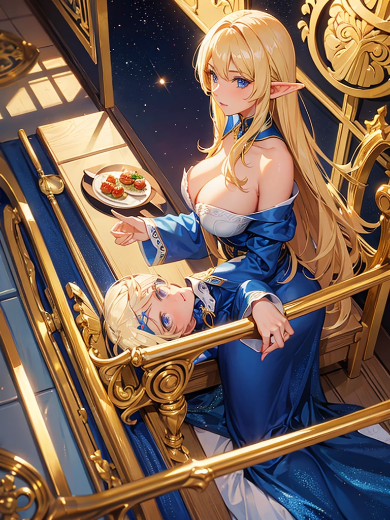 golden hair blue eyes elf milf