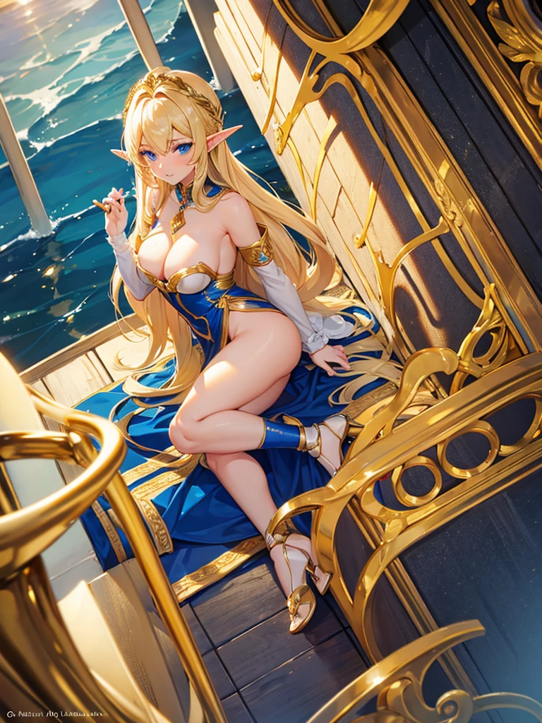 golden hair blue eyes elf milf